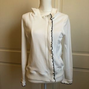 525 America White Zip Hoodie with Black Trim